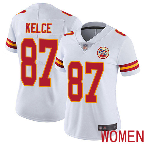 Women Kansas City Chiefs #87 Kelce Travis White Vapor Untouchable Limited Player Football Nike NFL Jersey